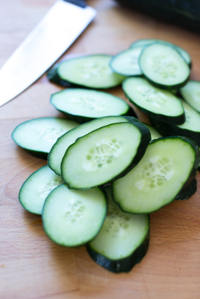 thick sliced cucumbers