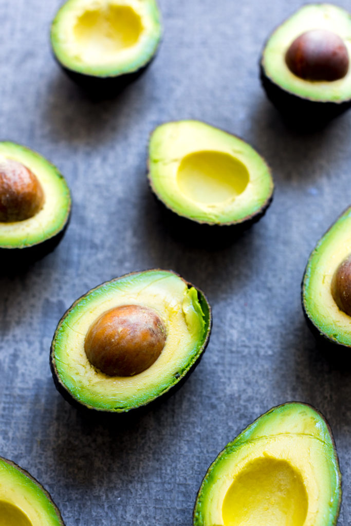 Halved avocados