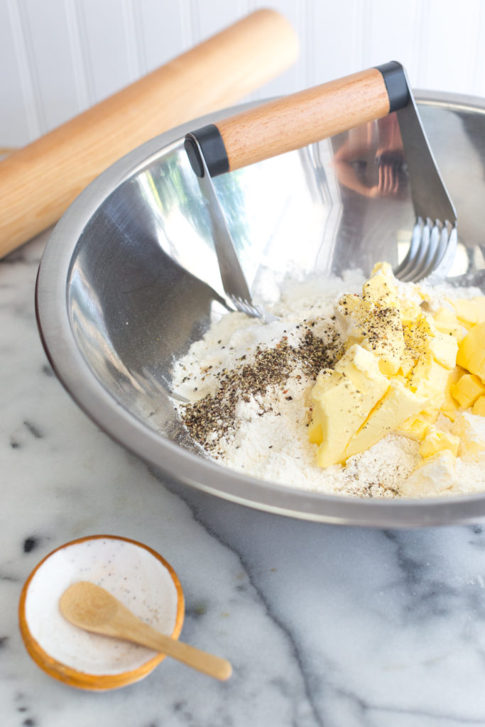 Ingredients for peppered all butter pie dough
