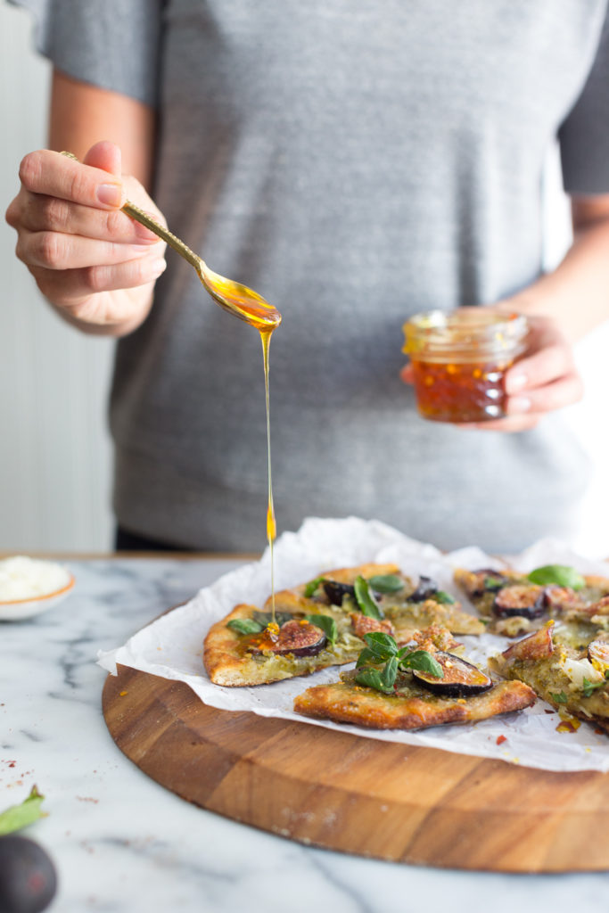 Fig & Pistachio Pizza chile honey drizzle