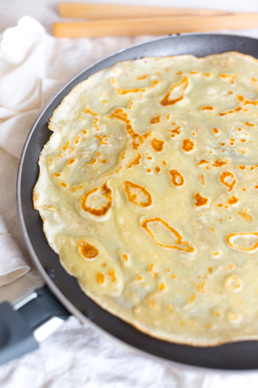 The Best Basic Crepes cooked on a flat pan.