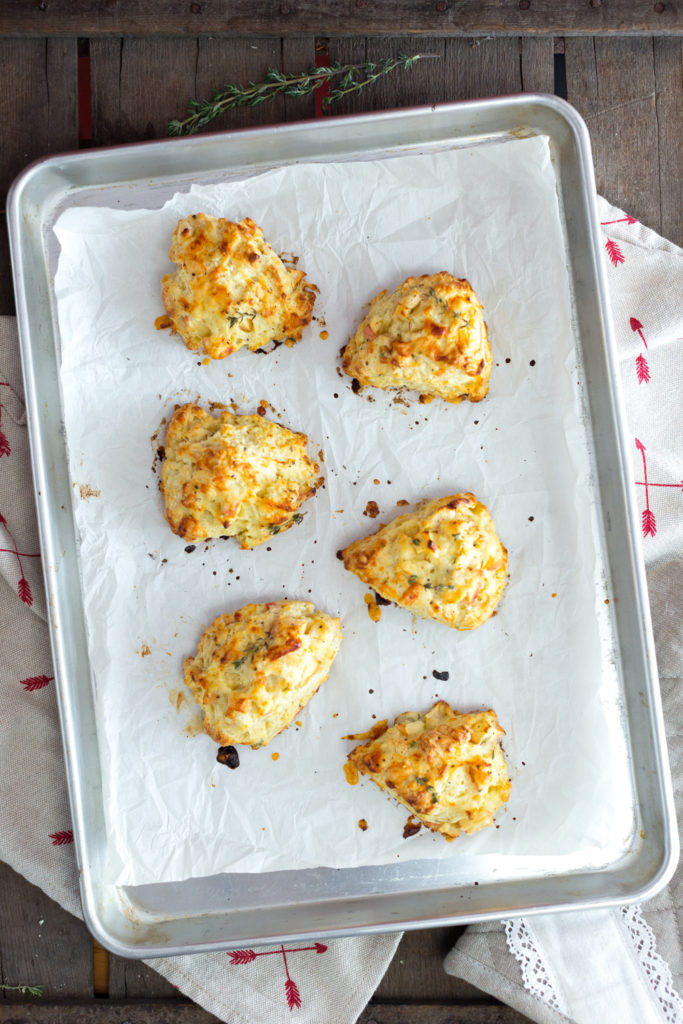 Herby Apple Cheddar Scones baked