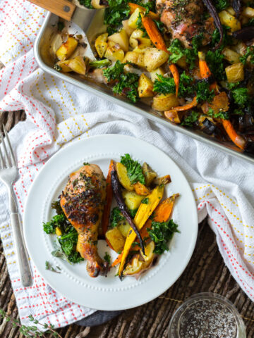 Apple Cider Brined Chicken with Roasted Veggies & Herbs by Baking The Goods.