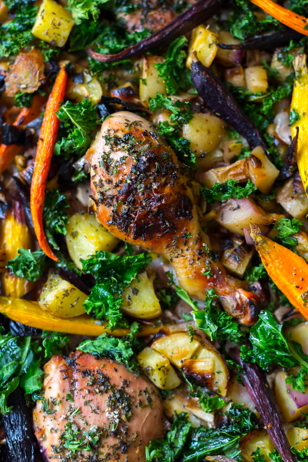 Apple Cider Brined Chicken with Roasted Veggies & Herbs - drumstick