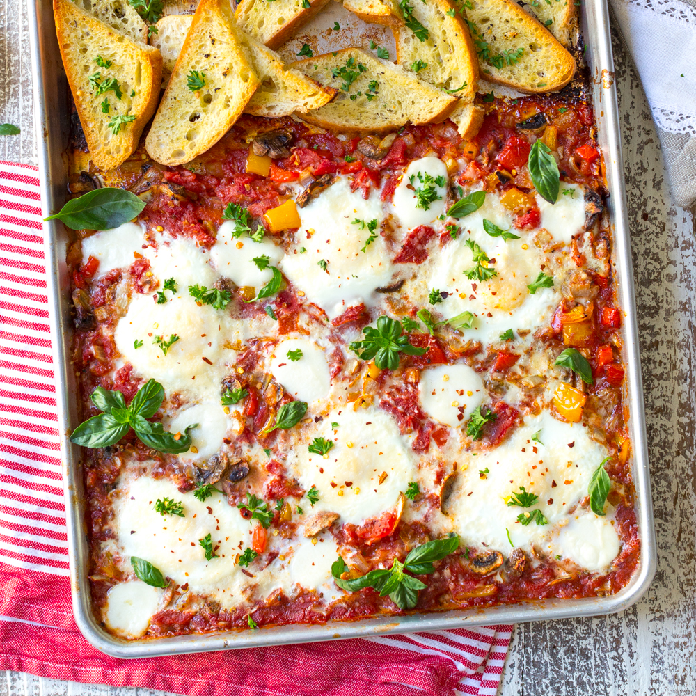 Sheet Pan Italian Baked Eggs by Baking The Goods