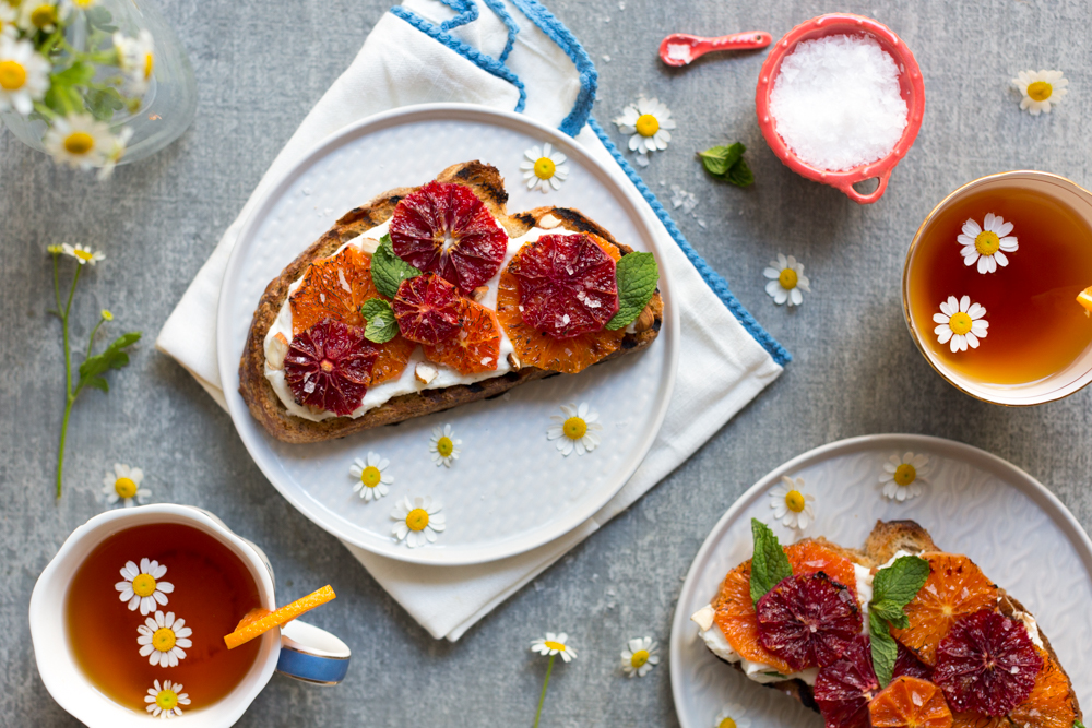 Broiled Orange Whipped Ricotta Toast