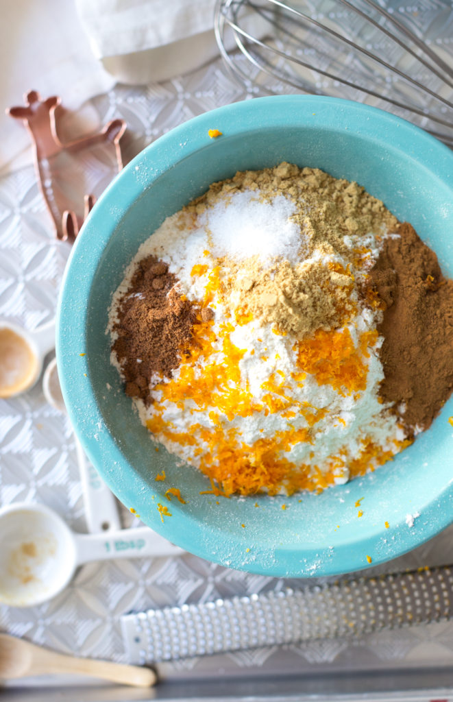 add orange zest to dry ingredients to prevent clumping