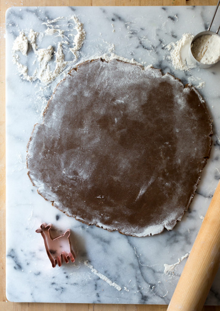 Roll the gingerbread cookie dough until ¼" thick