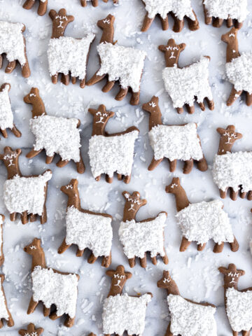 Gingerbread Coconut Llama Cookies by Baking The Goods.