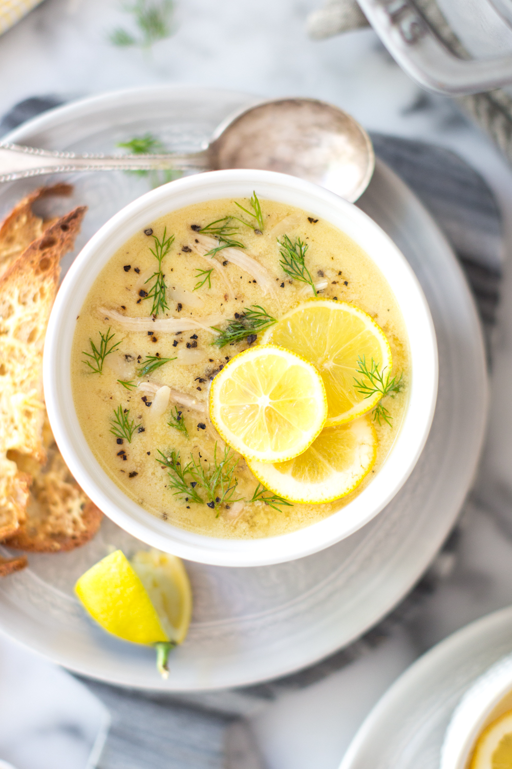 A warm bowl of Avgolemono Soup
