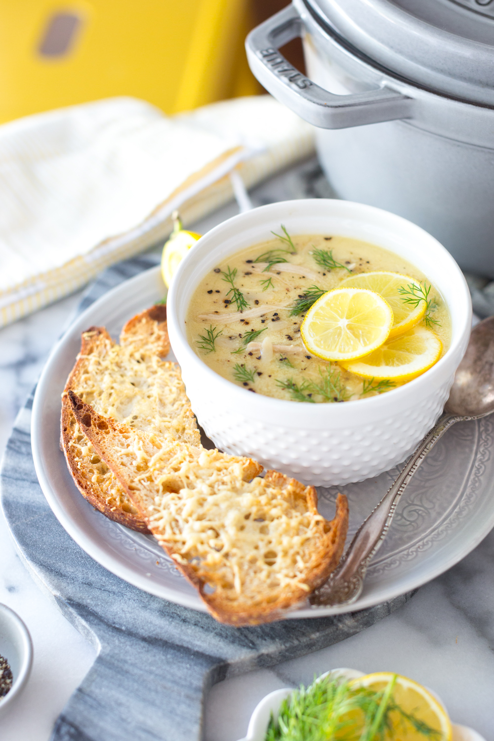 Avgolemono Soup with parmesan bread