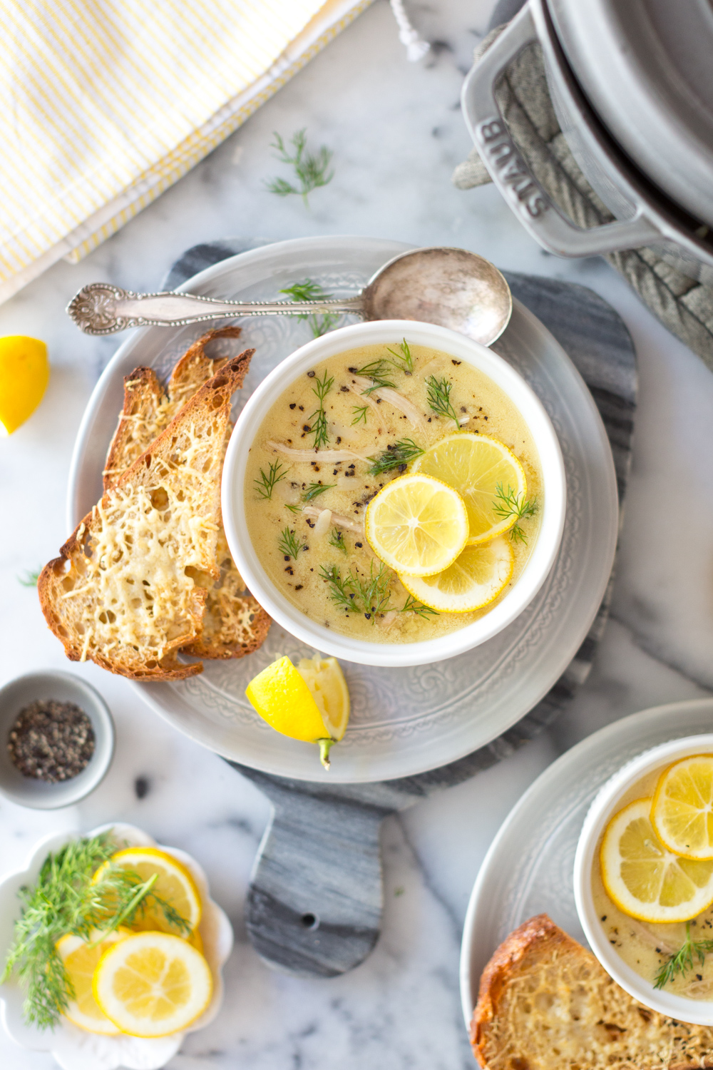 Bowls of Avgolemono Soup
