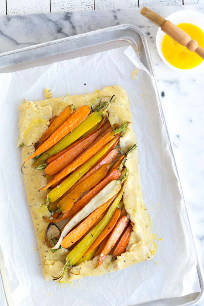 Forming savory Carrot & Feta Galette