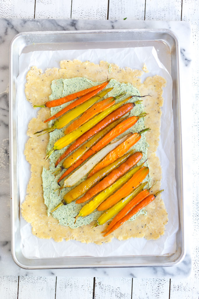 Assembling Roasted Carrot & Herby Feta Galette