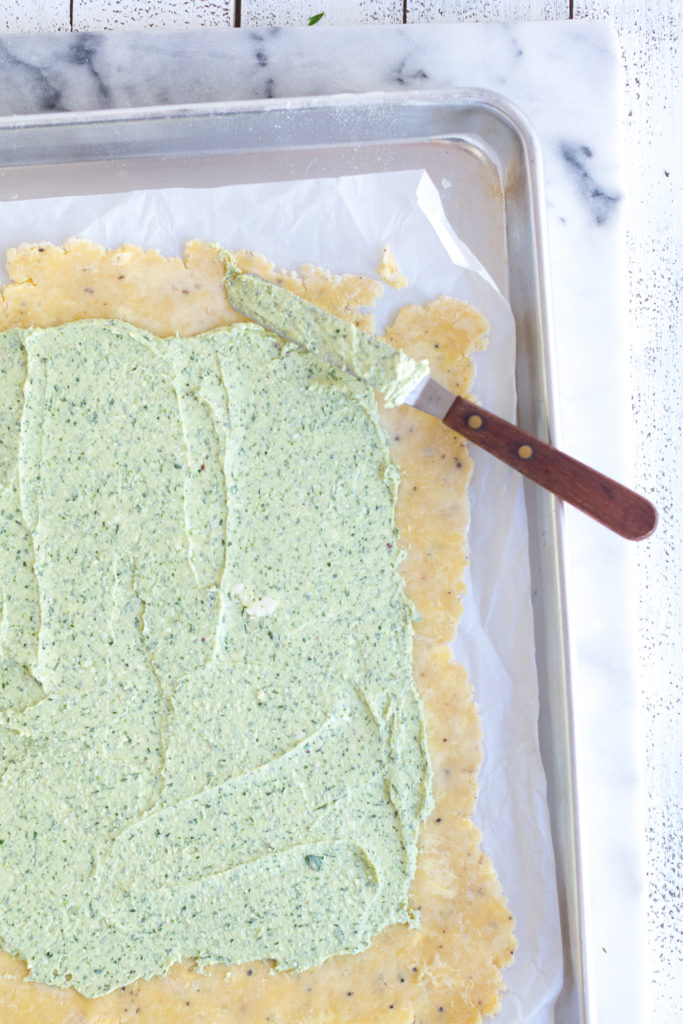 galette dough with herby feta sauce