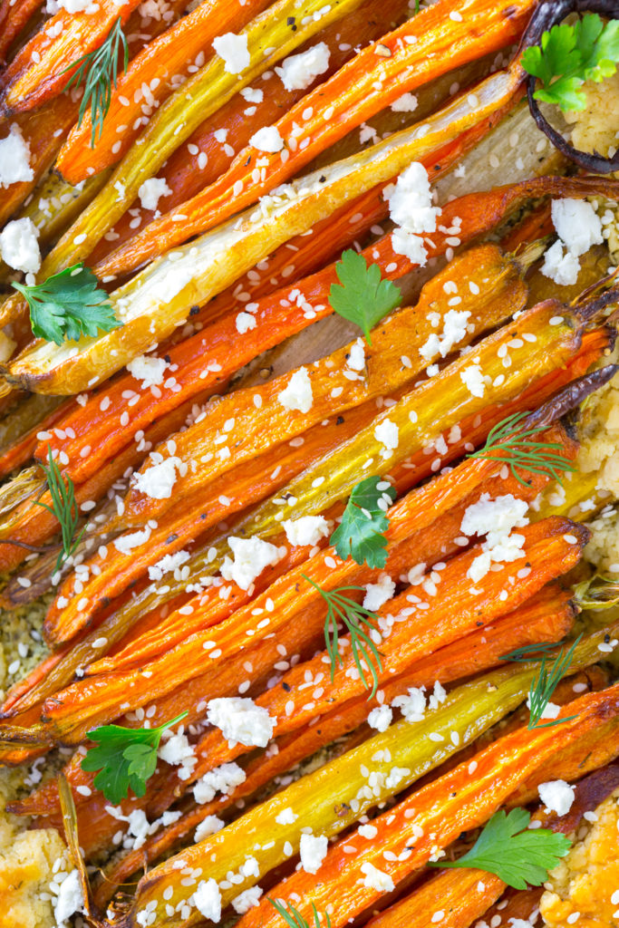 Roasted Carrot & Herby Feta Galette close up