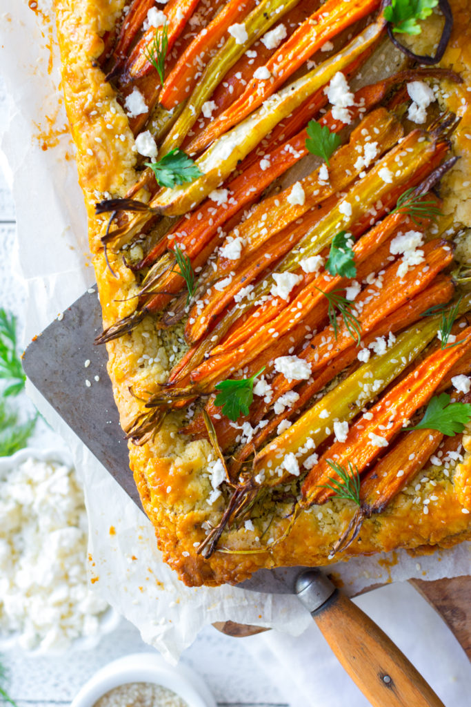 Roasted Carrot & Herby Feta Galette close