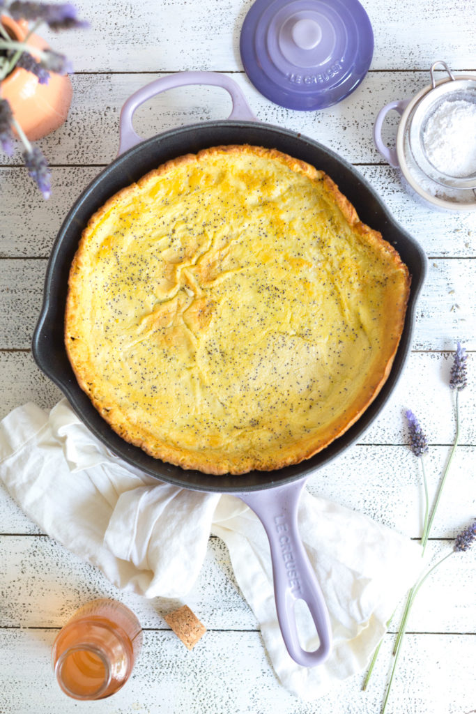Lemon Poppy Seed German Pancake, baked