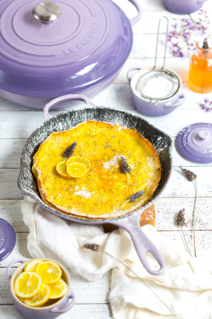 Lemon Poppy Seed German Pancake with Lavender Syrup with brunch.