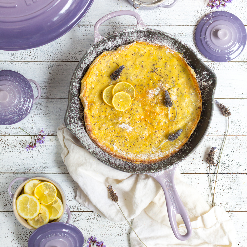 Lemon Poppy Seed German Pancake with Lavender Syrup by Baking The Goods