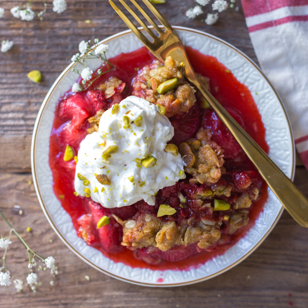 Strawberry Pistachio Crisp by Baking The Goods