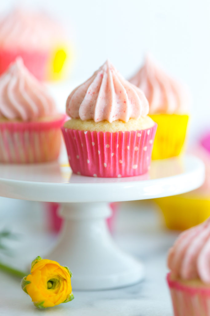 Mini Strawberry Lemon Cupcake with Strawberry Cream Cheese Frosting