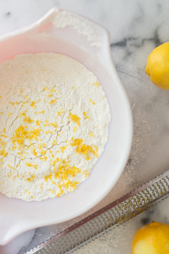 Mini Strawberry Lemon Cupcakes- whisking in lemon zest