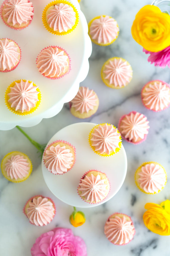 Mini Strawberry Lemon Cupcakes from above