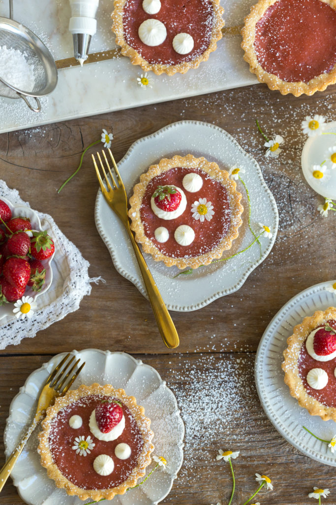 Strawberry Rhubarb Curd Tartlets from Baking The Goods