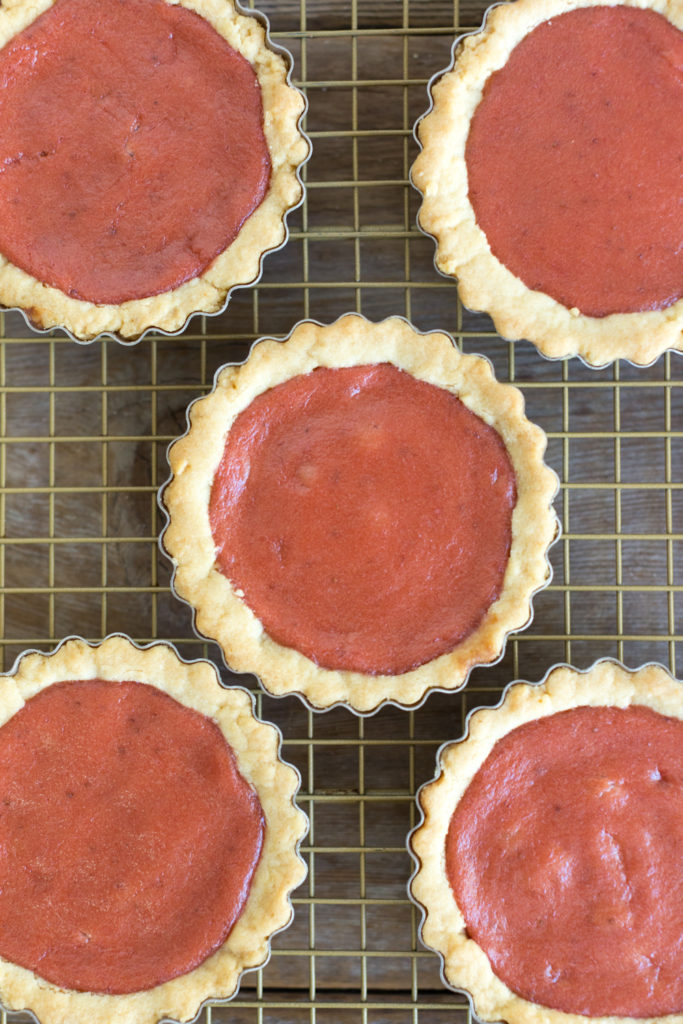 Fresh baked Strawberry Rhubarb Curd Tartlets