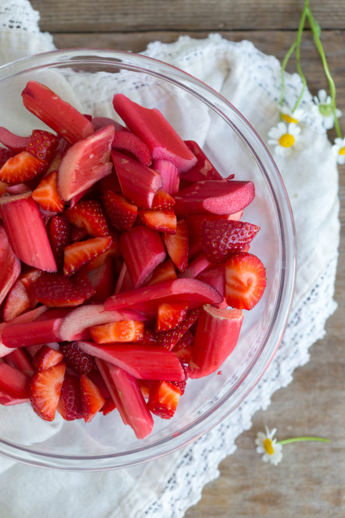 chopped rhubarb & strawberries