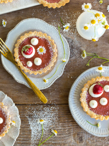 Strawberry Rhubarb Curd Tartlets by Baking The Goods