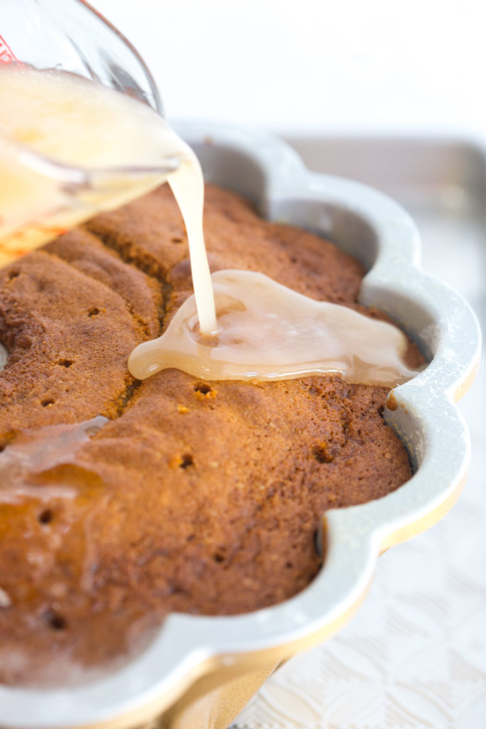 Lemon Chamomile Honey Cake syrup pour over