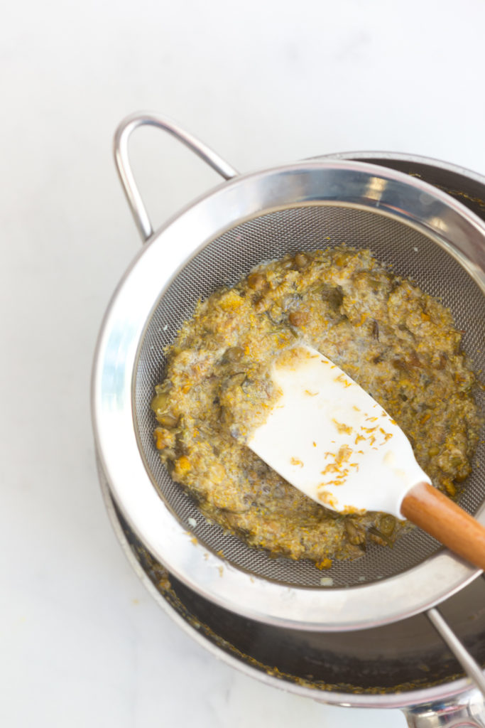 straining tea after steep