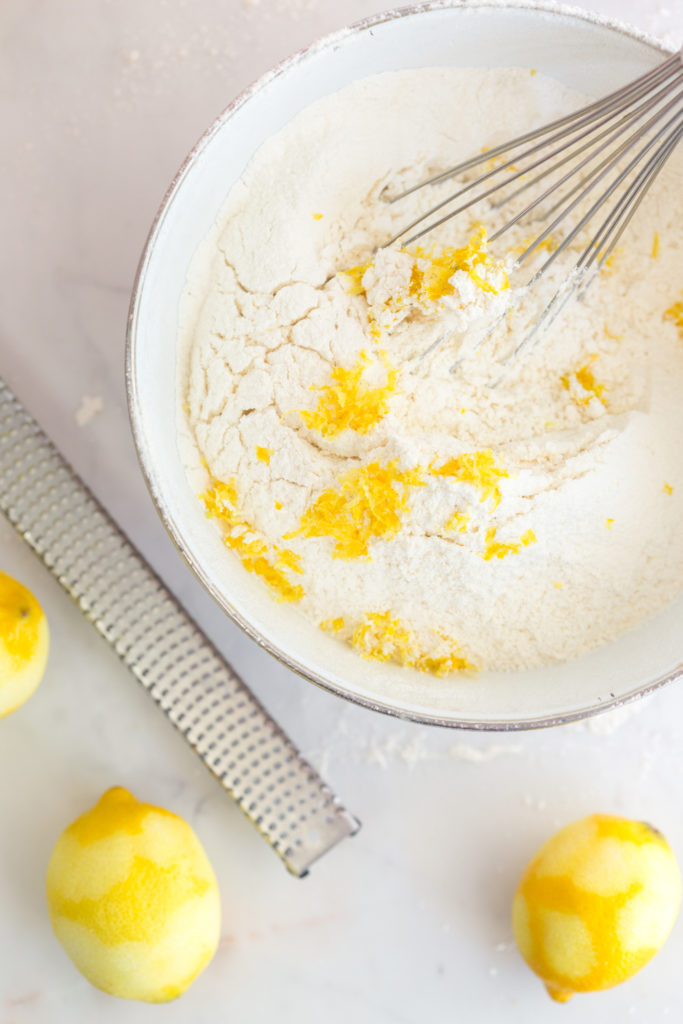 lemon zest in flour mix