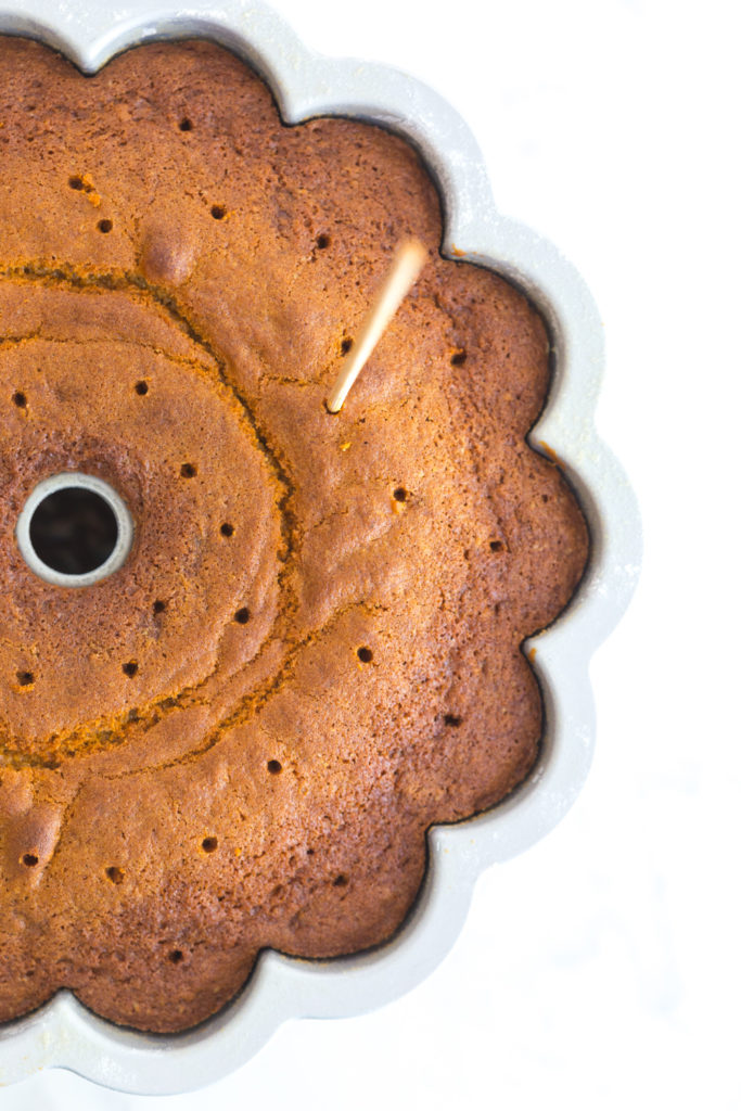 Lemon Chamomile Honey Bundt Cake - poke