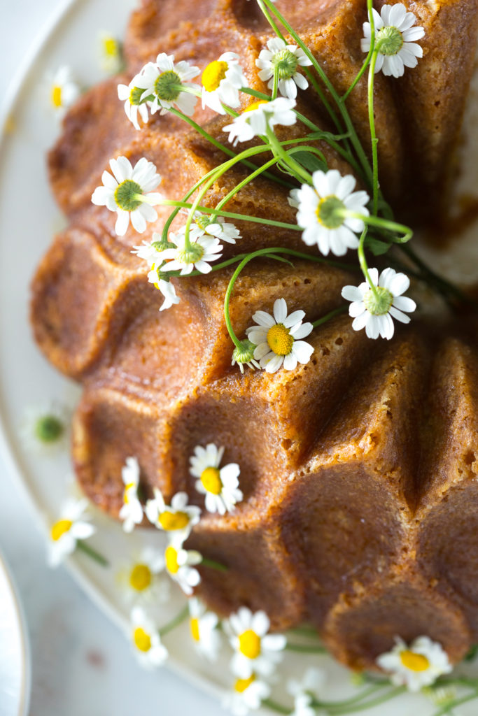 Lemon Chamomile Honey Bundt Cake - close up