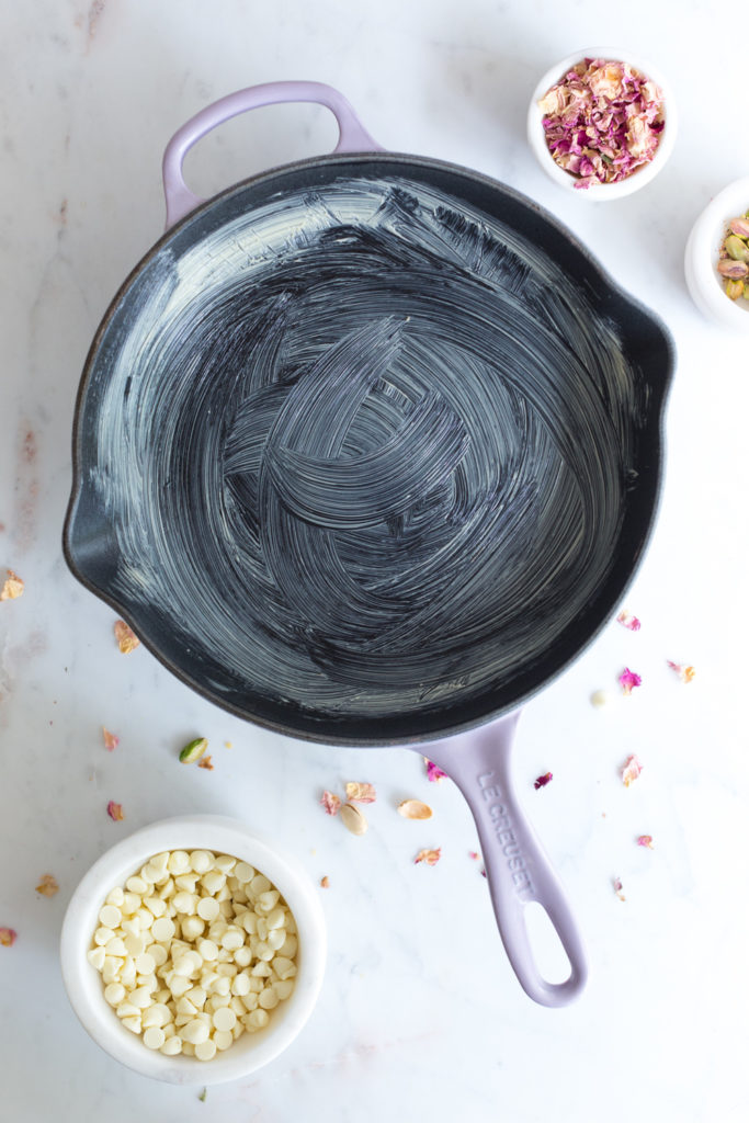 greasing skillet for cookie