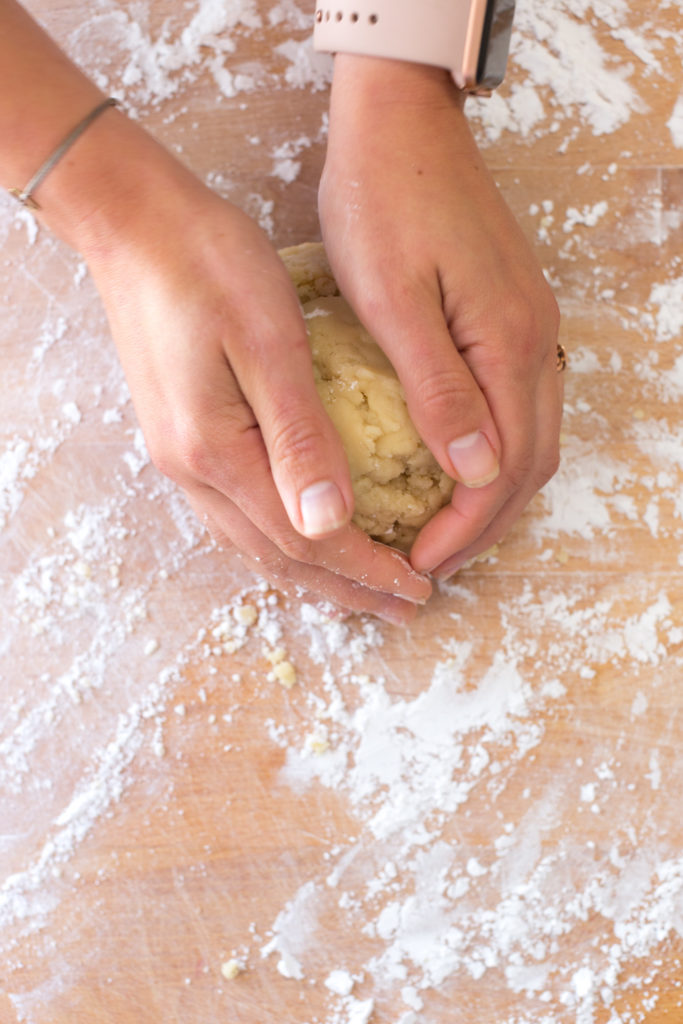Shaping easy homemade almond paste.