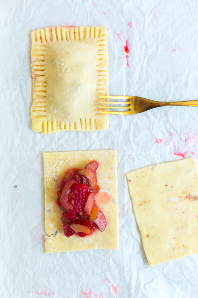 Sealing Raspberry Rhubarb Pink Peppercorn Hand Pie