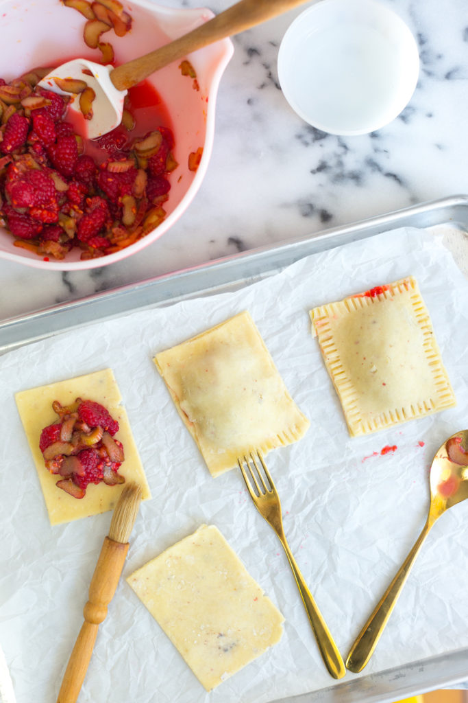 Raspberry Rhubarb Pink Peppercorn Hand Pies shaping