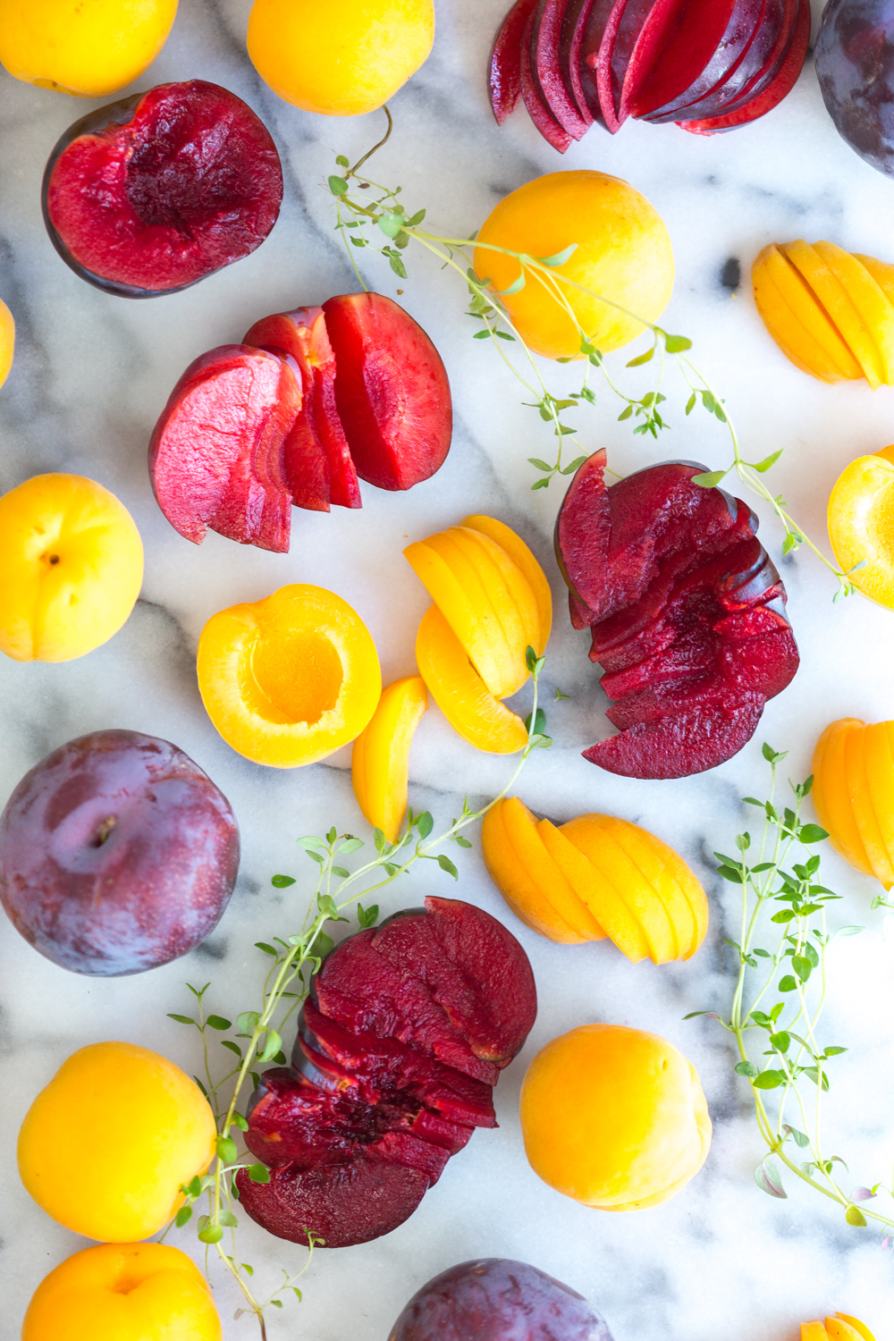 apricots & plumcots sliced and ready to make into a tart
