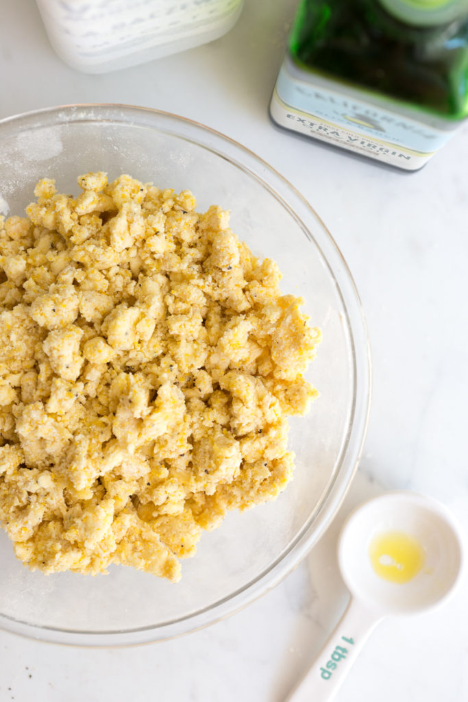 Mixing Black Pepper Cornmeal Crust