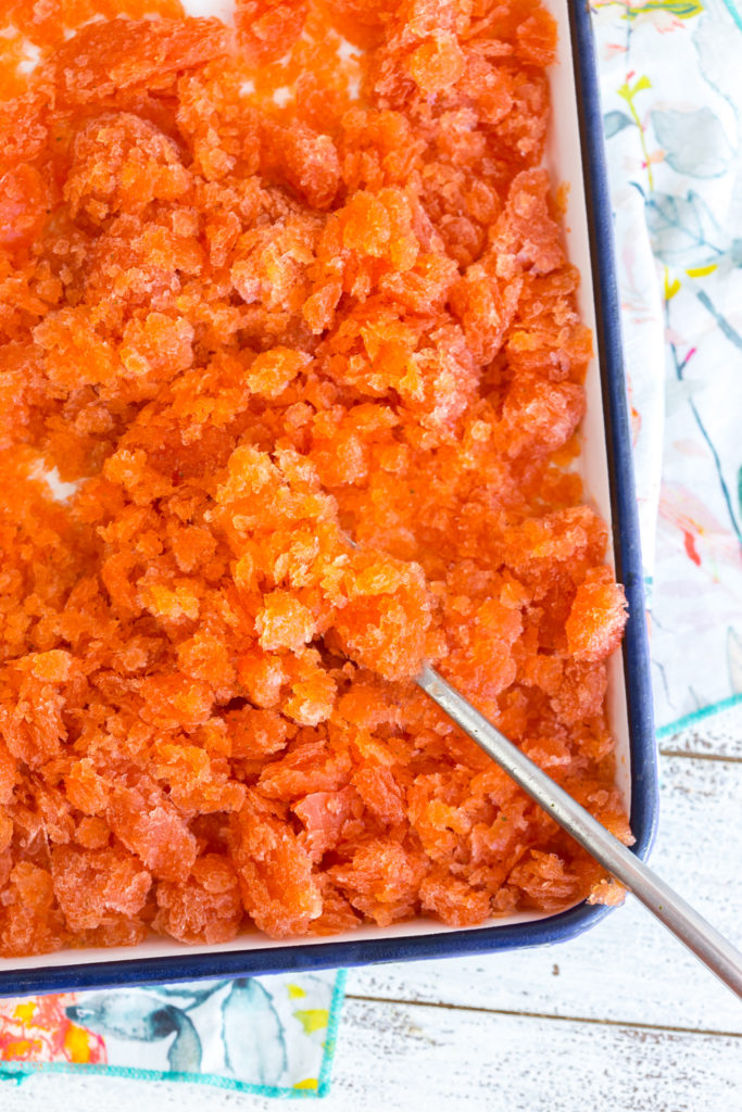 Strawberry Pimm's Cup Granita freezing