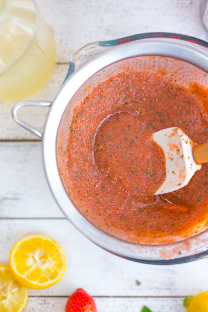 straining granita mix