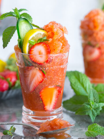 Strawberry Pimm's Cup Granita by Baking The Goods