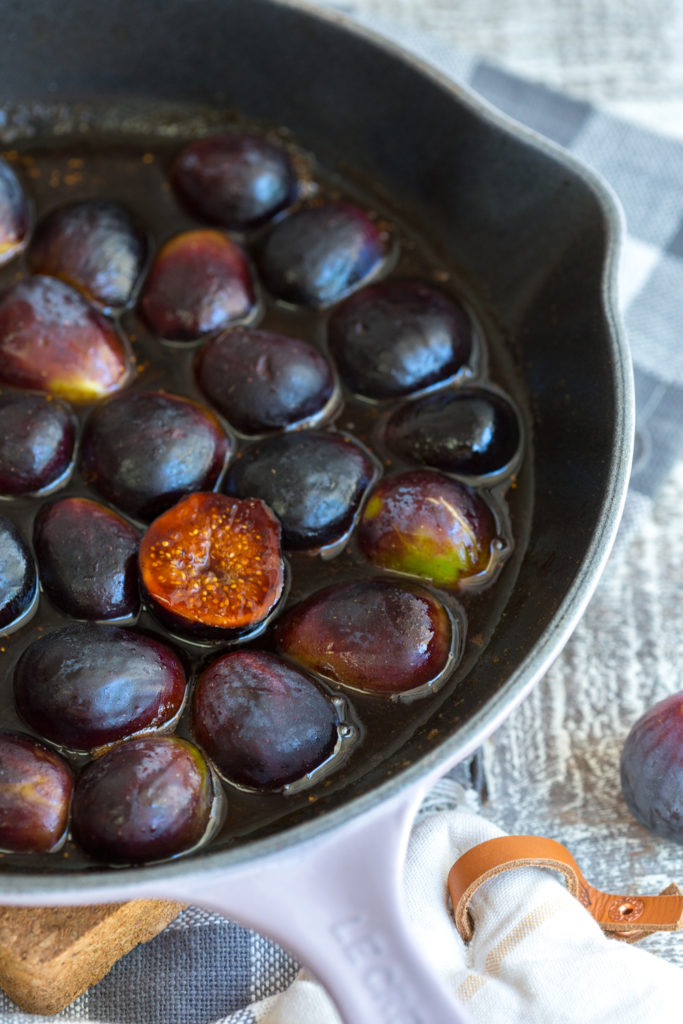 caramelizing figs for Caramelized Fig & Walnut Bread