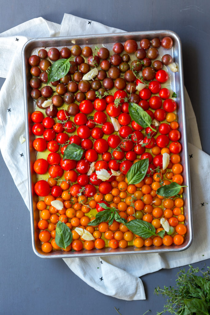Cherry Tomatoes with herbs, garlic and olive oil