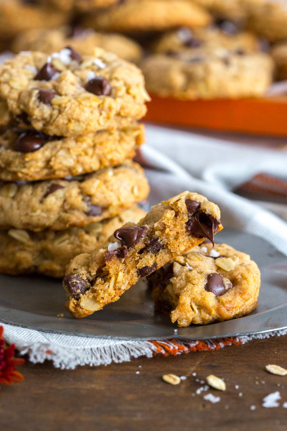 Almond Butter Oatmeal Chocolate Chip Cookies from Baking The Goods