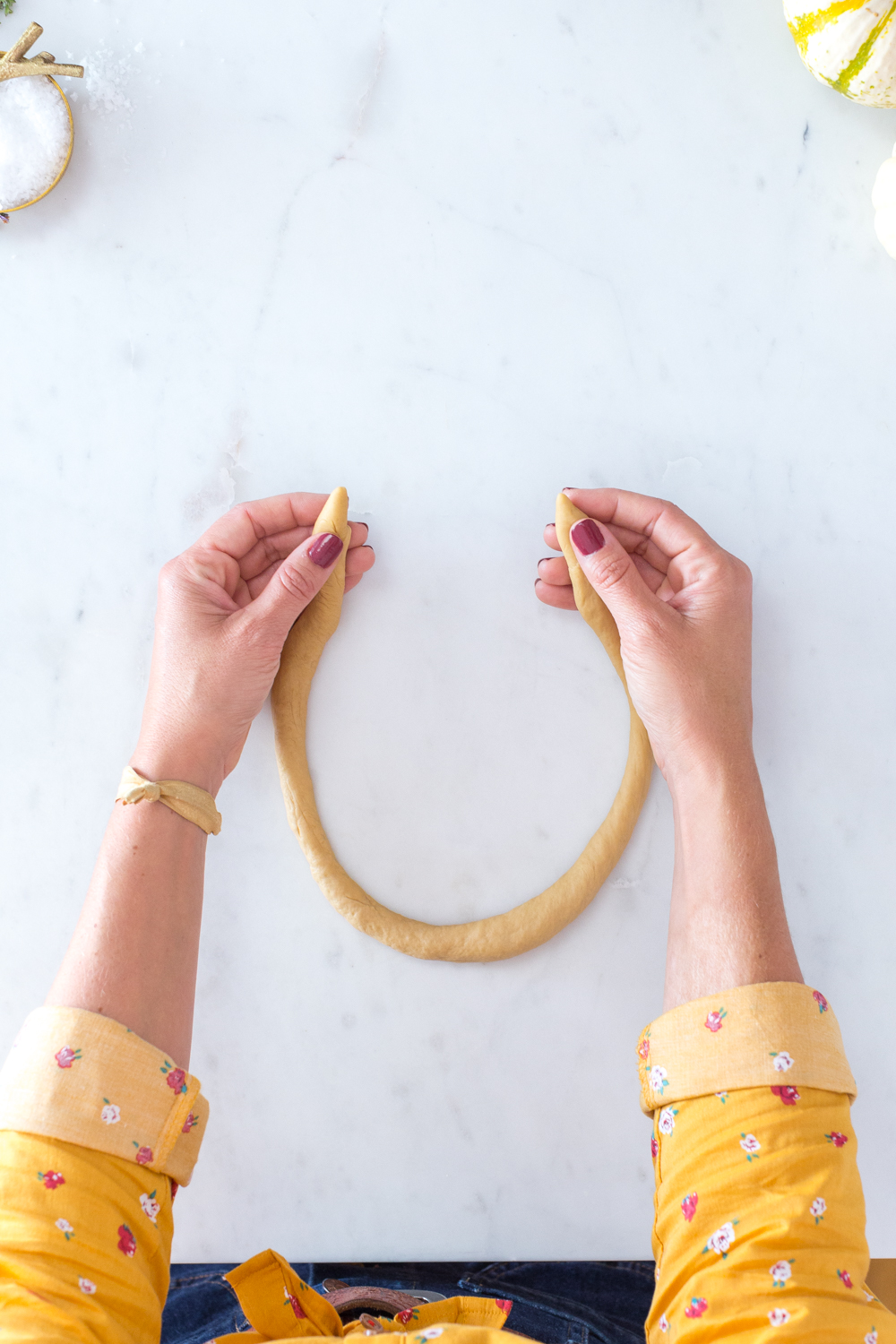 Shaping Dill Pretzels with Cider Cheese Dip